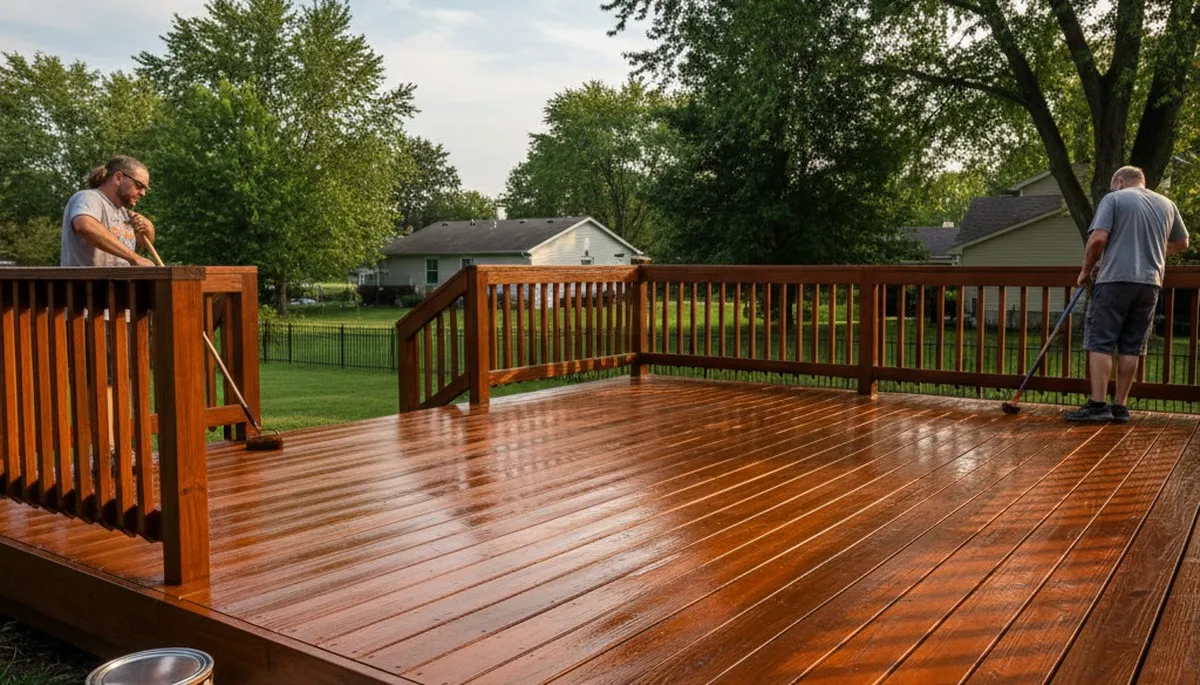 Professional deck staining in Fort Wayne IN enhancing wood grain and protecting outdoor surfaces