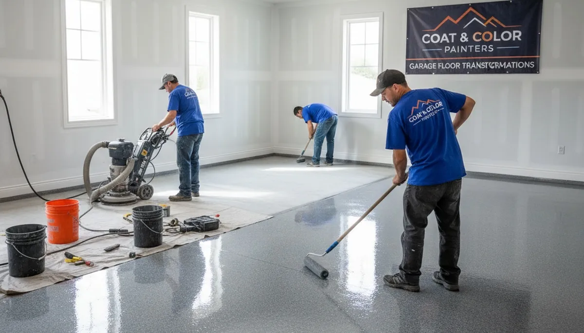 Professional garage floor epoxy coating in Fort Wayne, IN applied by local house painting experts