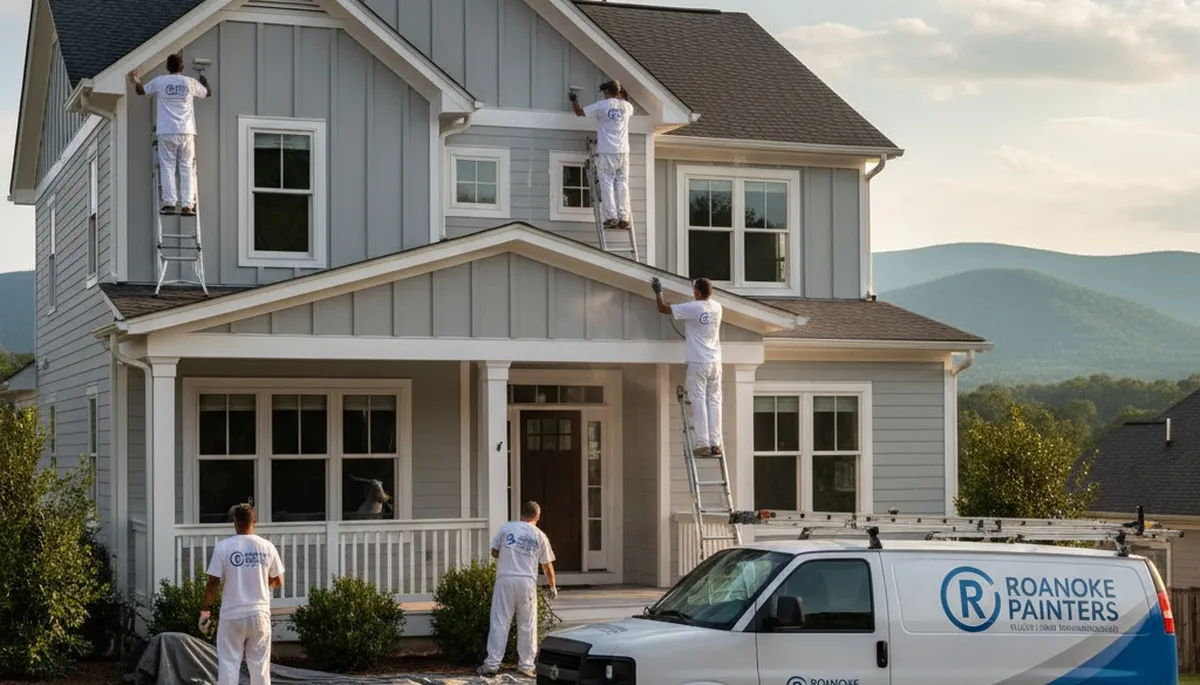 Professional house painter working on residential exterior in Fort Wayne, IN