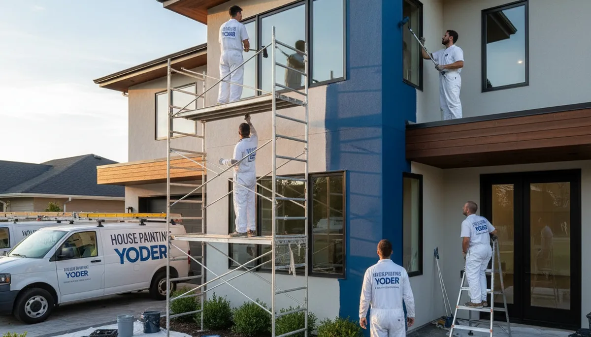 Professional house painters working on residential exterior in Fort Wayne IN